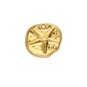 Anh&auml;nger aus Stainless Steel - Rostfreiem Stahl Round with Starfish Gold