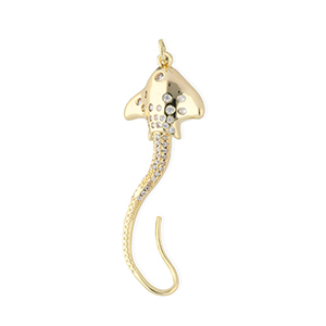 TQ Metall Brass Anh&auml;nger Stingray with Rhinestones Gold-transparent