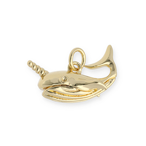 TQ Metall Brass Anh&auml;nger Narwhal Gold