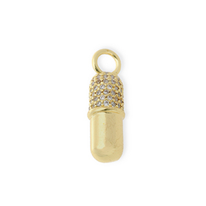 TQ Metall Brass Anh&auml;nger Capsule with Rhinestones Gold-transparent
