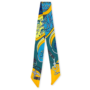 Bandana Schal with Flower Teal green-orange-blue