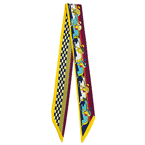 Bandana Schal with Horses Yellow-dark blue-red