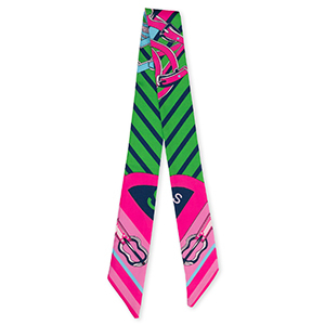 Bandana Schal with Leather Straps Pink-green-blue