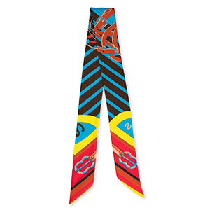 Bandana Schal with Leather Straps Red-brown-blue