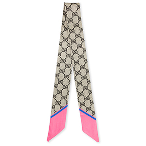 Bandana Schal with "G" Pattern Pink-greige-dark brown