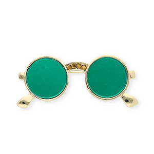 Broschen Sunglasses with Strass Gold-green