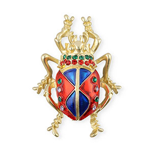 Broschen Beetle with Strass Gold-red-blue-green