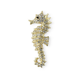 Broschen Seahorse with Strass Gold-crystal-black