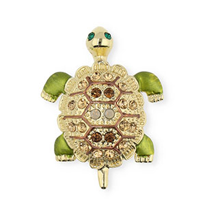 Broschen Turtle with Strass Gold-crystal-green