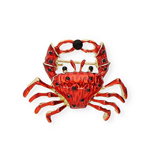 Broschen Crab with Strass Gold-red-black