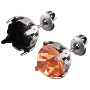 Design Quality Metall Ohrstecker f&uuml;r Swarovski Kegel SS29 Antik silber
