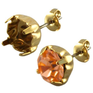 Design Quality Metall Ohrstecker f&uuml;r Swarovski Kegel SS39 Gold 