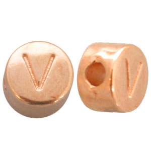 DQ Metall Perle Buchstabe V Rosegold (Nickelfrei)