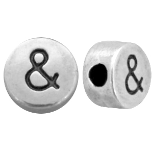 Metall DQ Perlen Buchstabe & Antik silber (Nickelfrei)