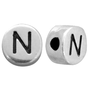 Metall DQ Perlen Buchstabe N Antik silber (Nickelfrei)