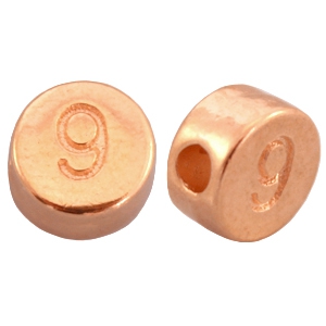 Metall DQ Zahlen Perlen&nbsp;# 9 rosegold (nickelfrei)