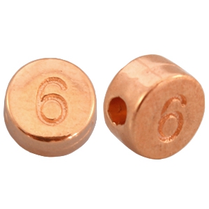 Metall DQ Zahlen Perlen&nbsp;# 6 rosegold (nickelfrei)