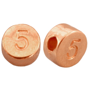 Metall DQ Zahlen Perlen&nbsp;# 5 rosegold (nickelfrei)