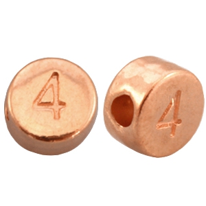 Metall DQ Zahlen Perlen&nbsp;# 4 rosegold (nickelfrei)