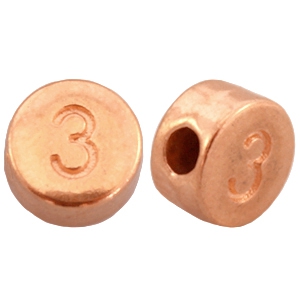 Metall DQ Zahlen Perlen&nbsp;# 3 rosegold (nickelfrei)