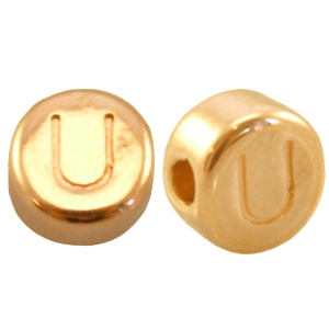 Metall DQ Perlen Buchstabe U Gold (Nickelfrei)