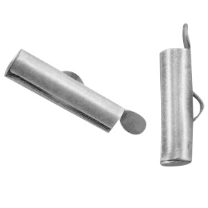 Metall DQ Schieber Endkappen 15x6mm Antik silber (Nickelfrei)