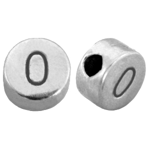 Metall DQ Zahlen Perlen&nbsp;# 0 Antik silber (Nickelfrei)