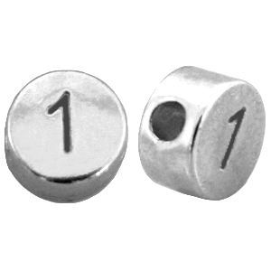 Metall DQ Zahlen Perlen&nbsp;# 1 Antik silber (Nickelfrei)