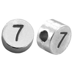 Metall DQ Zahlen Perlen&nbsp;# 7 Antik silber (Nickelfrei)