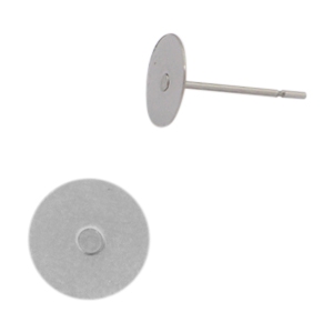 Stainless Steel - Rostfrei Stahl Ohrringe/Ohrstecker f&uuml;r 12mm Cabochon Silber