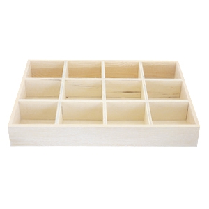 Schmuck Display Holz 12-F&auml;cher Natural (nat&uuml;rliche Farbe Holz)