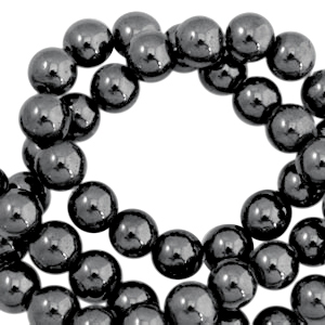 Perlen H&auml;matit rund 6mm Anthracite grey