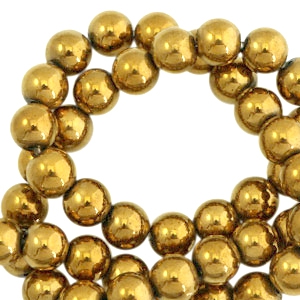 Perlen H&auml;matit rund 4mm Gold