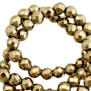 Perlen H&auml;matit rund 4mm Facett geschliffen Antique gold