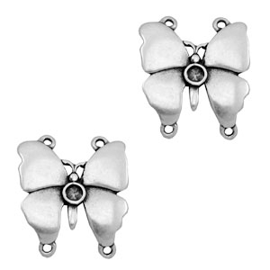 Anh&auml;nger Metall TQ Zwischenst&uuml;ck Schmetterling mit Fassungen Antique silber