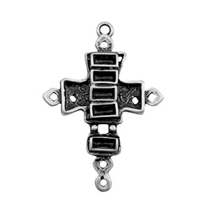 Anh&auml;nger Metall TQ Zwischenst&uuml;ck Kreuz mit Fassungen Antique silber