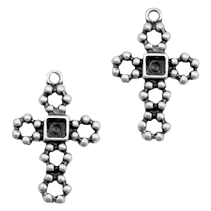 Anh&auml;nger Metall TQ Kreuz mit Fassung Antique silber