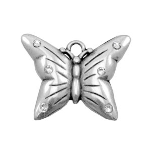 Anh&auml;nger Metall TQ Schmetterling mit strass steinen Antique silber