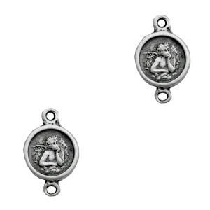 Anh&auml;nger Metall TQ Zwischenst&uuml;ck rund Engel Antique silber