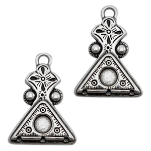 Anh&auml;nger Metall TQ Dreieck mit Fassung und 3 &Ouml;se Antique silber