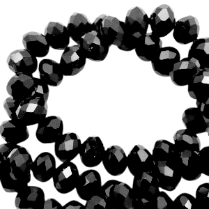 Facetten Top Glas Perlen Rondellen 4x3mm Black-pearl high shine coating