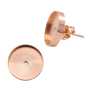 Ohrringe Polaris Steel mit Fassung f&uuml;r 12mm Cabochon Rosegold