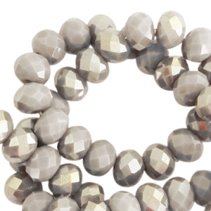 Facetten Top Glas Perlen disc 6x4mm Greige taupe-half champagne pearl shine coating