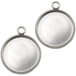 Anh&auml;nger aus Stainless Steel - Rostfreiem Stahl Fassung f&uuml;r 20mm Cabochon Silber