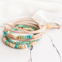 Armb&auml;nder und Ohrringe mit Kokos Perlen im Bohemian Stil: